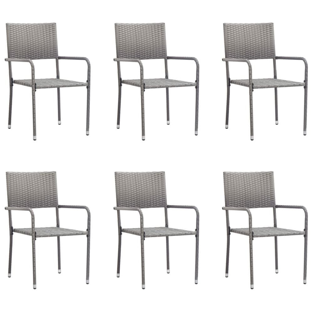 Vidaxl Vonkajšie jedálenské stoličky 6 ks, polyratan, antracitové